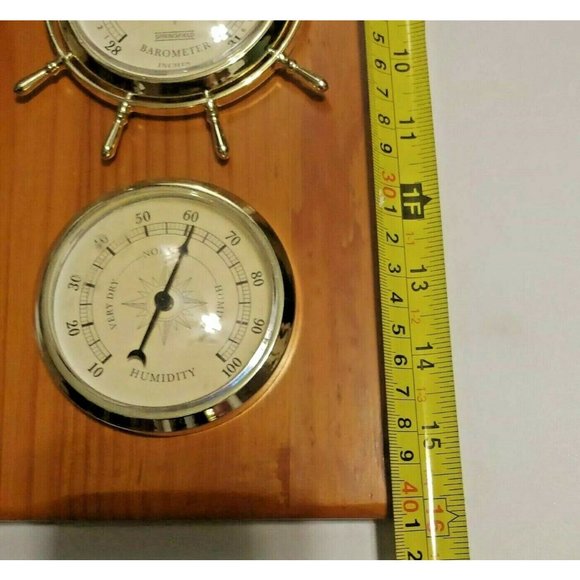 VTG Springfield Mariner Barometer Thermometer Hygrometer Wood Wall Station - Picture 8 of 9